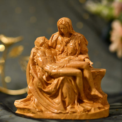 La Pieta by Michelangelo Wooden Statue - Handcrafted Wooden Statue – Made to Order
