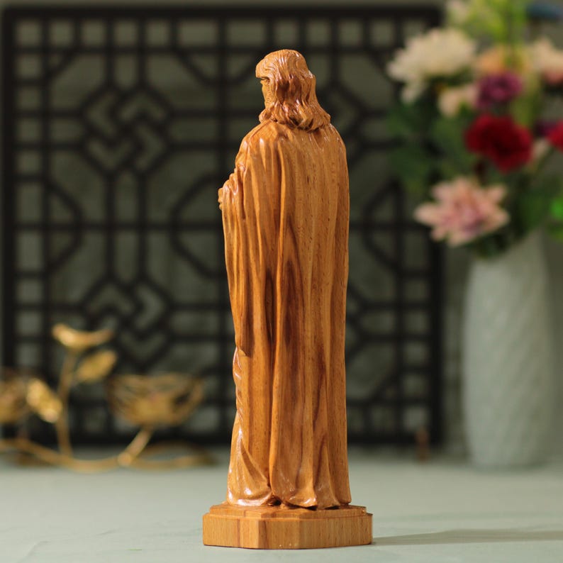 Sacred Heart of Jesus Wooden Statue - Handcrafted Wooden Statue