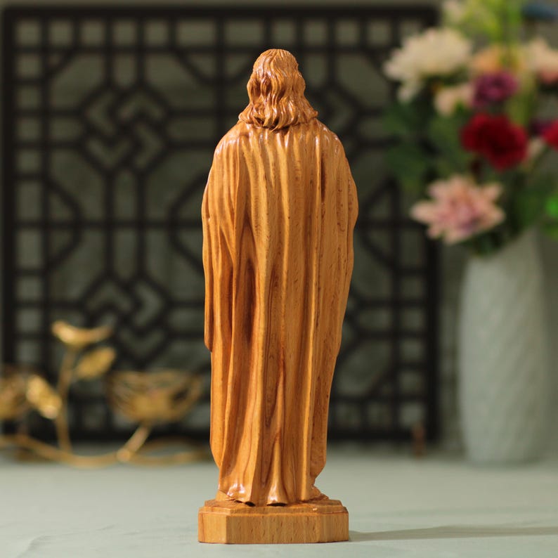 Sacred Heart of Jesus Wooden Statue - Handcrafted Wooden Statue