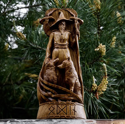 Allfather Odin Statue – Norse God of Wisdom & Magic - Wooden Figurine, VK0052
