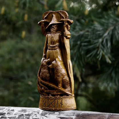 Allfather Odin Statue – Norse God of Wisdom & Magic - Wooden Figurine, VK0052