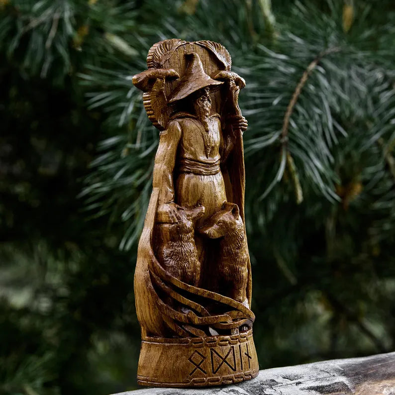 Allfather Odin Statue – Norse God of Wisdom & Magic - Wooden Figurine, VK0052
