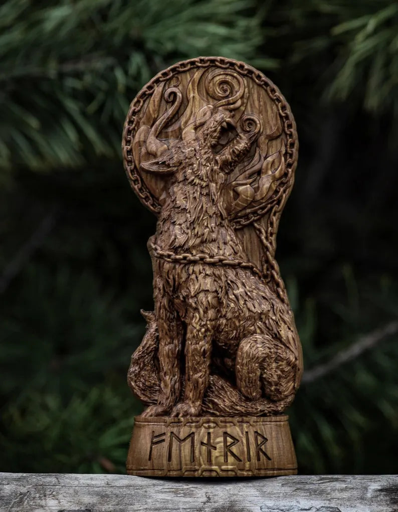 Fenrir Statue – Legendary Norse Wolf, Handcrafted Viking Heritage Decor & Collector Gift, VK0032