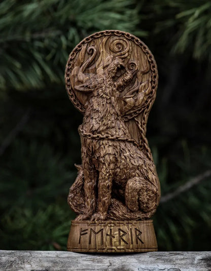 Fenrir Statue – Legendary Norse Wolf, Handcrafted Viking Heritage Decor & Collector Gift, VK0032