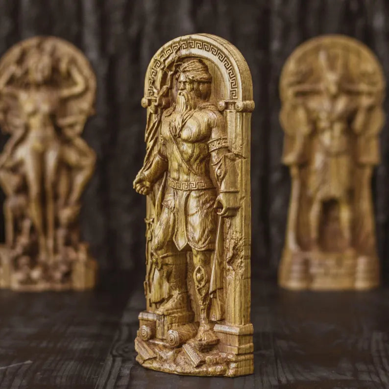 Handcrafted Wooden Zeus Statue – King of the Greek Gods, Symbol of Power, Wisdom and Leadership, GR0001