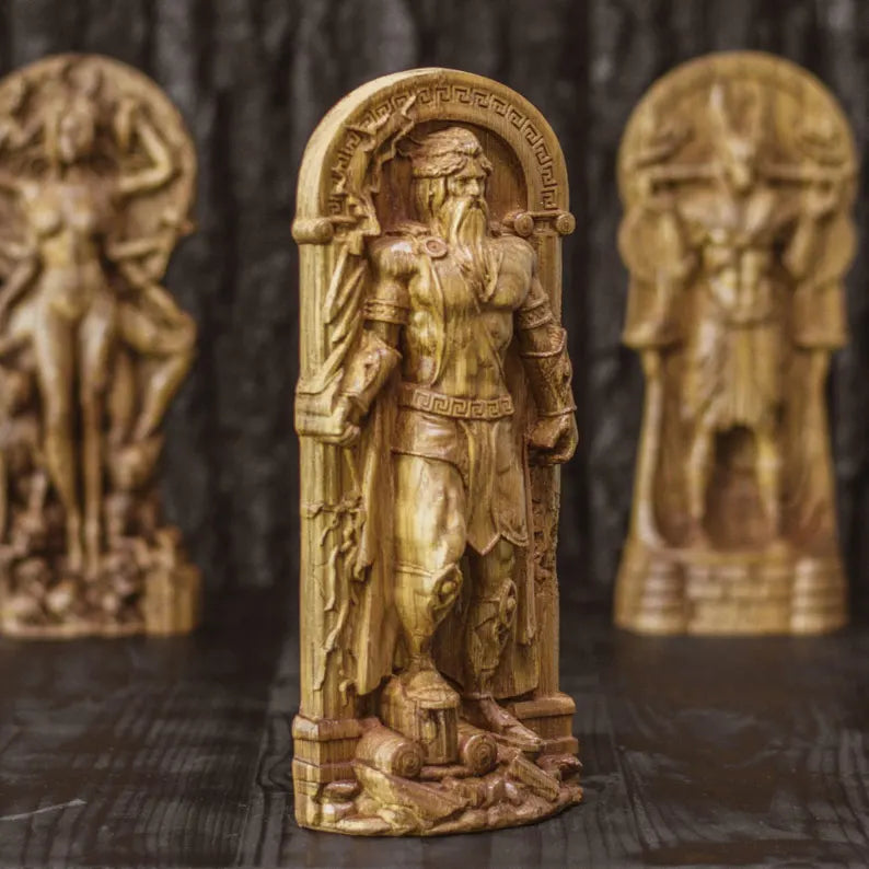 Handcrafted Wooden Zeus Statue – King of the Greek Gods, Symbol of Power, Wisdom and Leadership, GR0001
