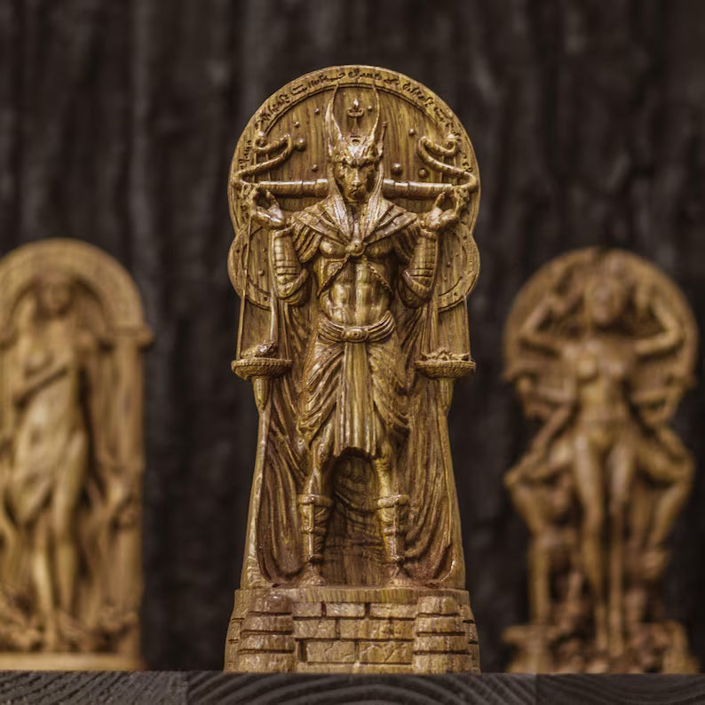 Handcrafted Wooden Anubis Statue – Guardian of Souls, Symbol of Protection and Wisdom, EGT0001