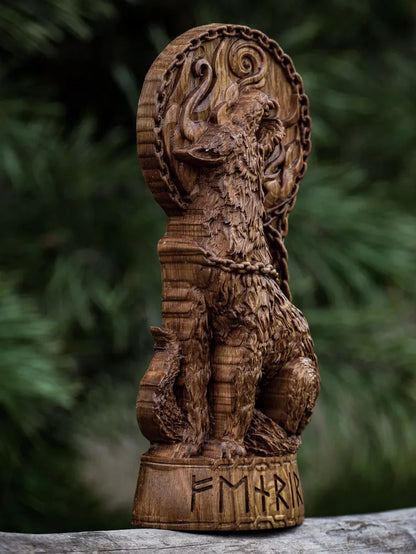 Fenrir Statue – Legendary Norse Wolf, Handcrafted Viking Heritage Decor & Collector Gift, VK0032