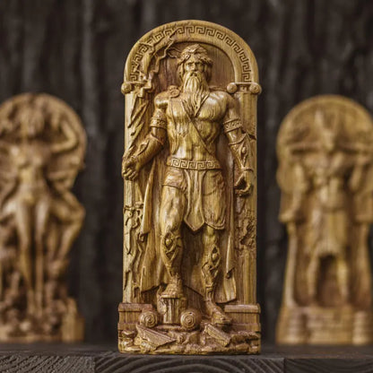 Handcrafted Wooden Zeus Statue – King of the Greek Gods, Symbol of Power, Wisdom and Leadership, GR0001