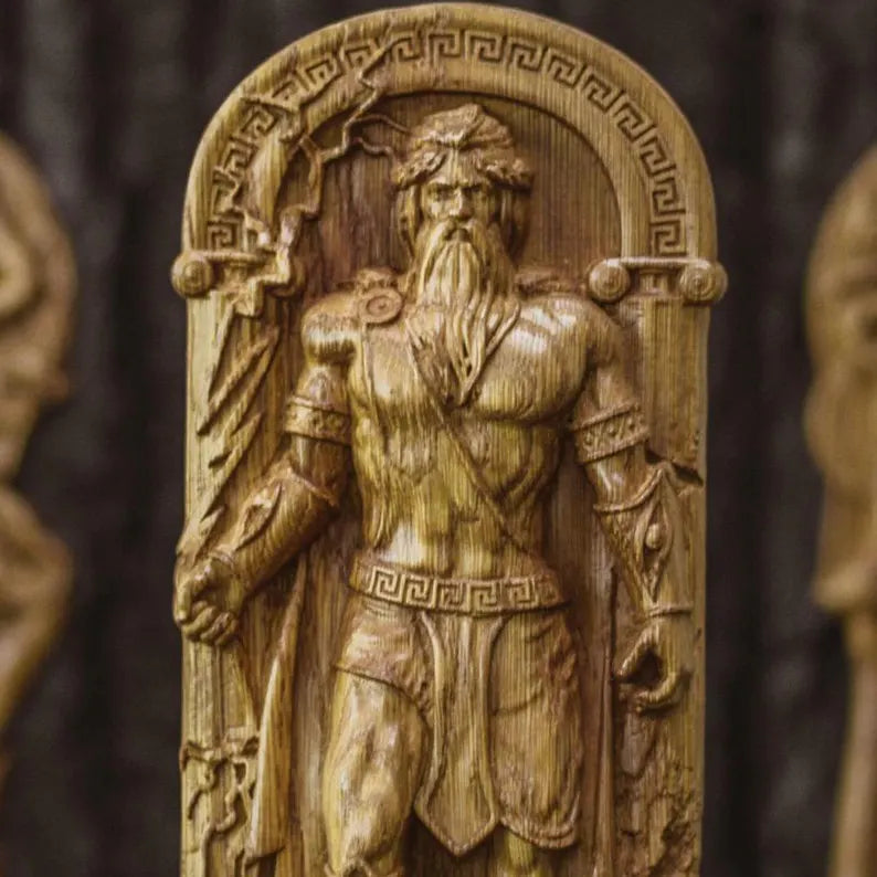 Handcrafted Wooden Zeus Statue – King of the Greek Gods, Symbol of Power, Wisdom and Leadership, GR0001