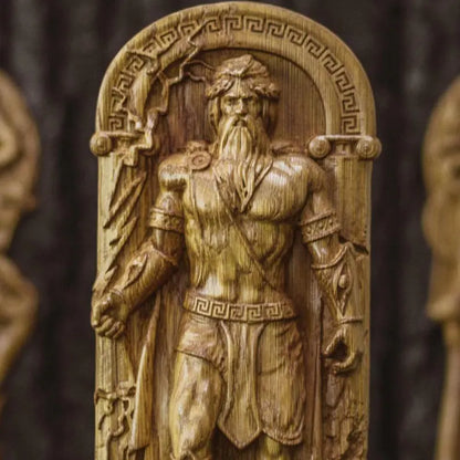 Handcrafted Wooden Zeus Statue – King of the Greek Gods, Symbol of Power, Wisdom and Leadership, GR0001