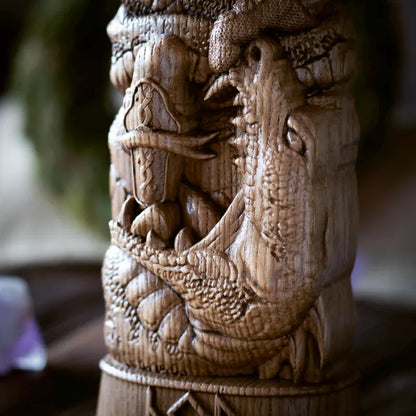 Hand-Carved Thor Wooden Statue – Viking Decor and Gift for Norse Mythology Enthusiasts, VK0004