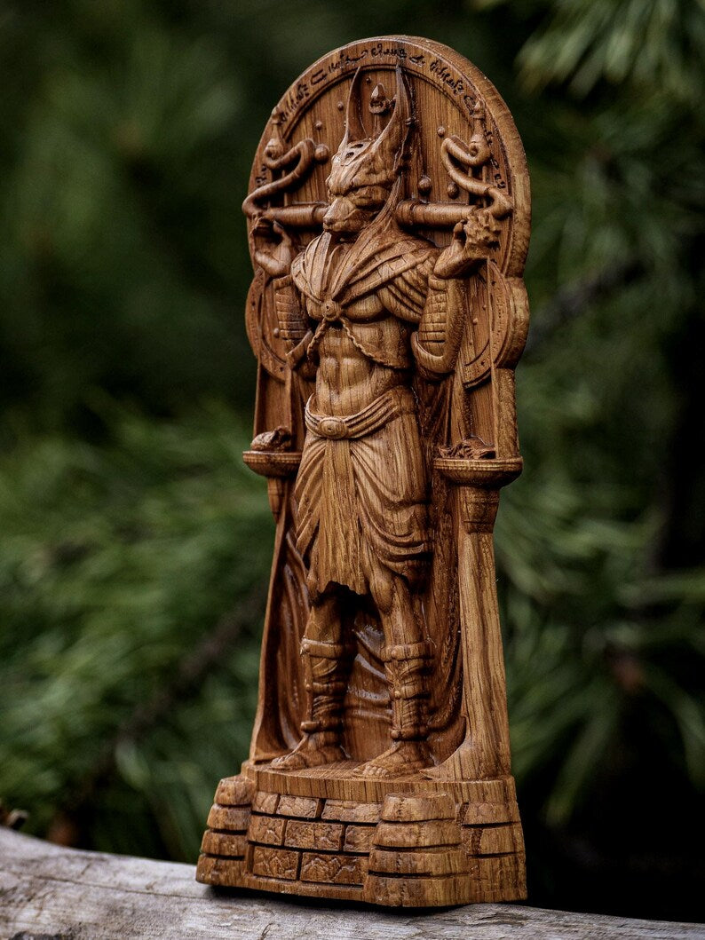 Handcrafted Wooden Anubis Statue – Guardian of Souls, Symbol of Protection and Wisdom, EGT0001