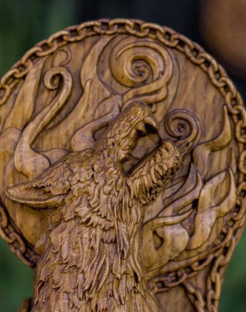 Fenrir Statue – Legendary Norse Wolf, Handcrafted Viking Heritage Decor & Collector Gift, VK0032