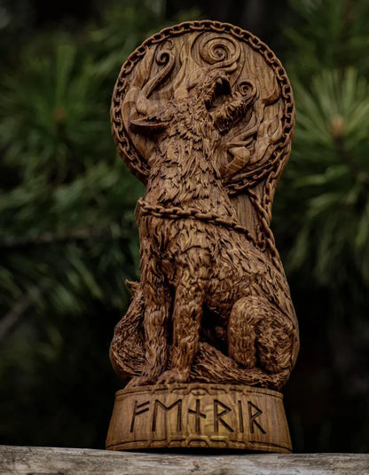 Fenrir Statue – Legendary Norse Wolf, Handcrafted Viking Heritage Decor & Collector Gift, VK0032