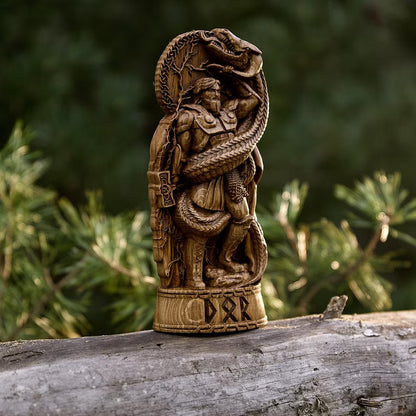 Thor vs Jörmungandr Statue - Viking Decor and Gift for Norse Mythology Enthusiasts, VK0006