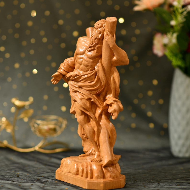 Saint Andrew Wooden Statue - Handcrafted Wooden Statue – Made to Order
