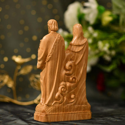 Holy Family Jesus - Virgin Mary - St Joseph Christian Sculpture Christian - Handcrafted Wooden Statue – Made to Order