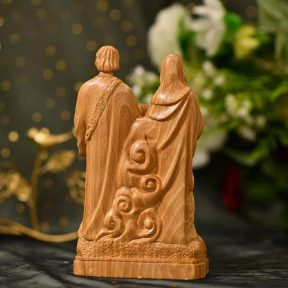Holy Family Jesus - Virgin Mary - St Joseph Christian Sculpture Christian - Handcrafted Wooden Statue – Made to Order