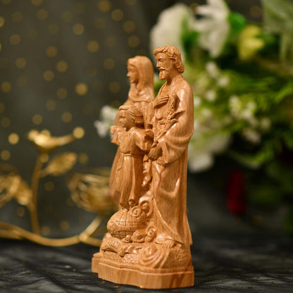 Holy Family Jesus - Virgin Mary - St Joseph Christian Sculpture Christian - Handcrafted Wooden Statue – Made to Order