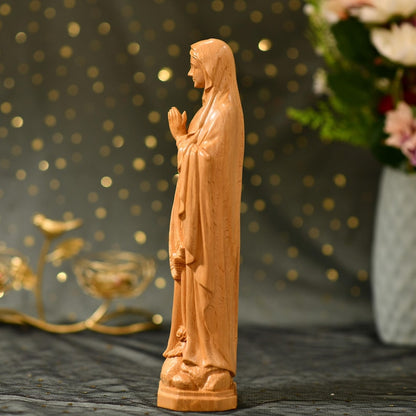 Hand Carved Our Lady of Lourdes Statue - Handcrafted Wooden Statue