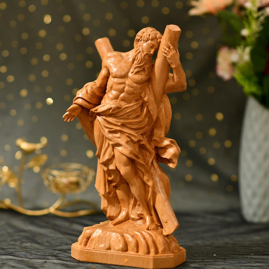 Saint Andrew Wooden Statue - Handcrafted Wooden Statue – Made to Order