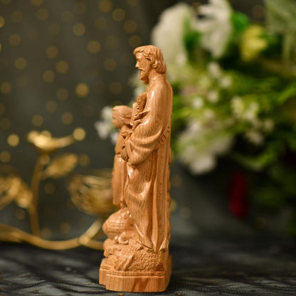Holy Family Jesus - Virgin Mary - St Joseph Christian Sculpture Christian - Handcrafted Wooden Statue – Made to Order