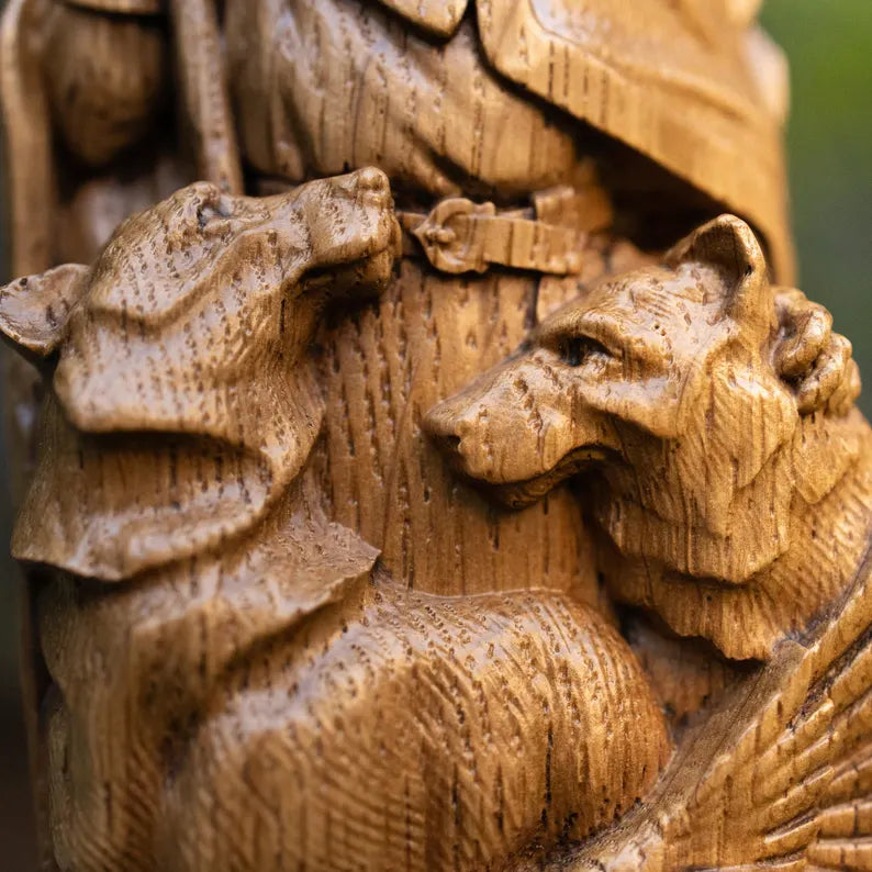Personalized ODIN Wooden Statue – Custom Runes, Viking Gift & Nordic Decor