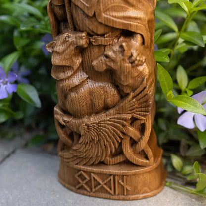 Personalized ODIN Wooden Statue – Custom Runes, Viking Gift & Nordic Decor