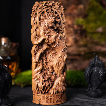Fenrir Statue – Legendary Norse Wolf, Handcrafted Viking Heritage Decor & Collector Gift, VK0031