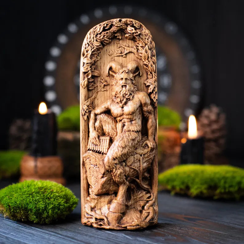 Handcrafted Wooden Pan Statue – God of Nature, Freedom and Wild Spirit, GR0018