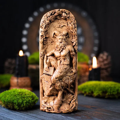Handcrafted Wooden Pan Statue – God of Nature, Freedom and Wild Spirit, GR0018
