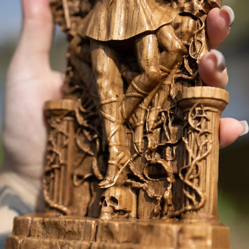Handcrafted Wooden Hecate Statue – Goddess of Magic, Intuition and Transformation, GR0016
