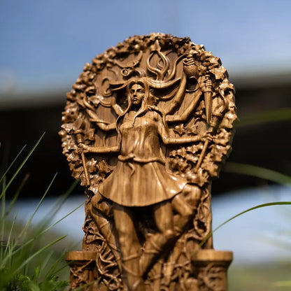 Handcrafted Wooden Hecate Statue – Goddess of Magic, Intuition and Transformation, GR0016