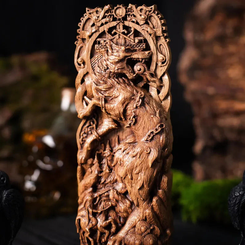 Fenrir Statue – Legendary Norse Wolf, Handcrafted Viking Heritage Decor & Collector Gift, VK0031