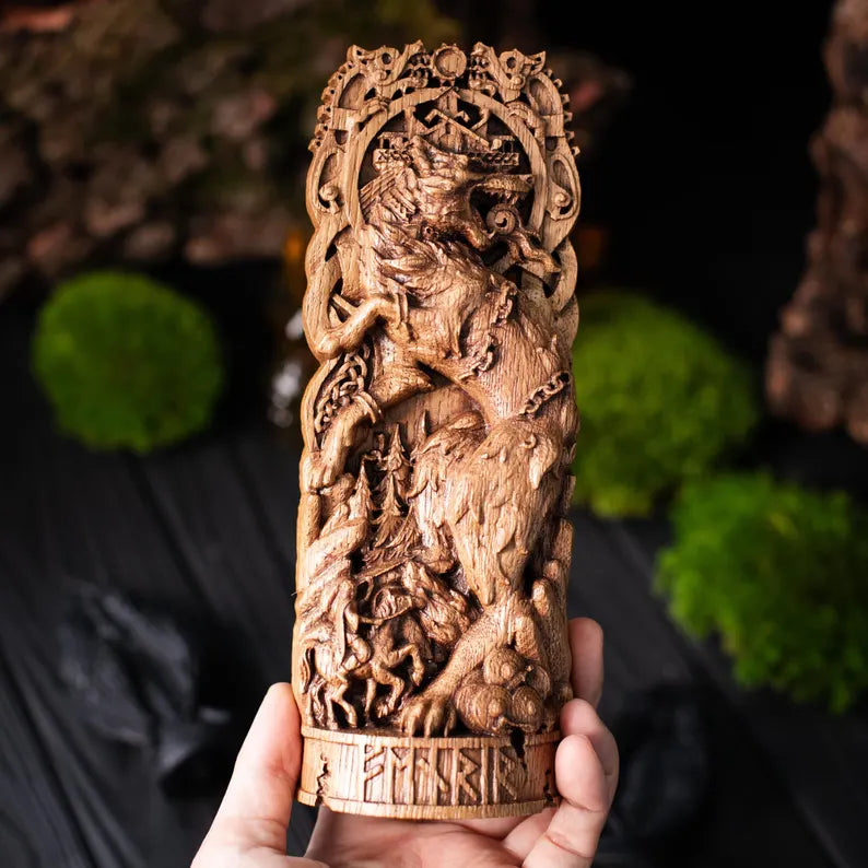 Fenrir Statue – Legendary Norse Wolf, Handcrafted Viking Heritage Decor & Collector Gift, VK0031
