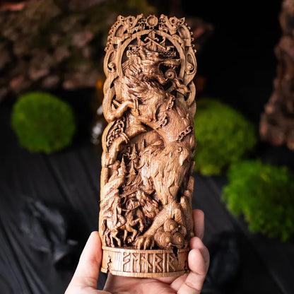 Fenrir Statue – Legendary Norse Wolf, Handcrafted Viking Heritage Decor & Collector Gift, VK0031