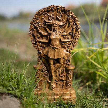 Handcrafted Wooden Hecate Statue – Goddess of Magic, Intuition and Transformation, GR0016