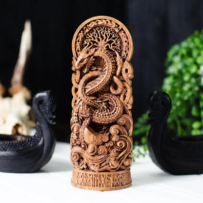 Jormungandr Statue – Legendary World Serpent, Handcrafted Nordic Decor & Viking Mythology Gift, VK0030
