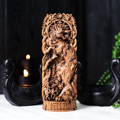 Fenrir Statue – Legendary Norse Wolf, Handcrafted Viking Heritage Decor & Collector Gift, VK0031