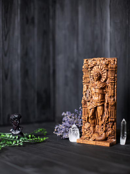 Handcrafted Wooden Apollo Statue – God of Light, Wisdom and Creative Inspiration, GR0007