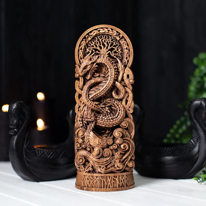 Jormungandr Statue – Legendary World Serpent, Handcrafted Nordic Decor & Viking Mythology Gift, VK0030