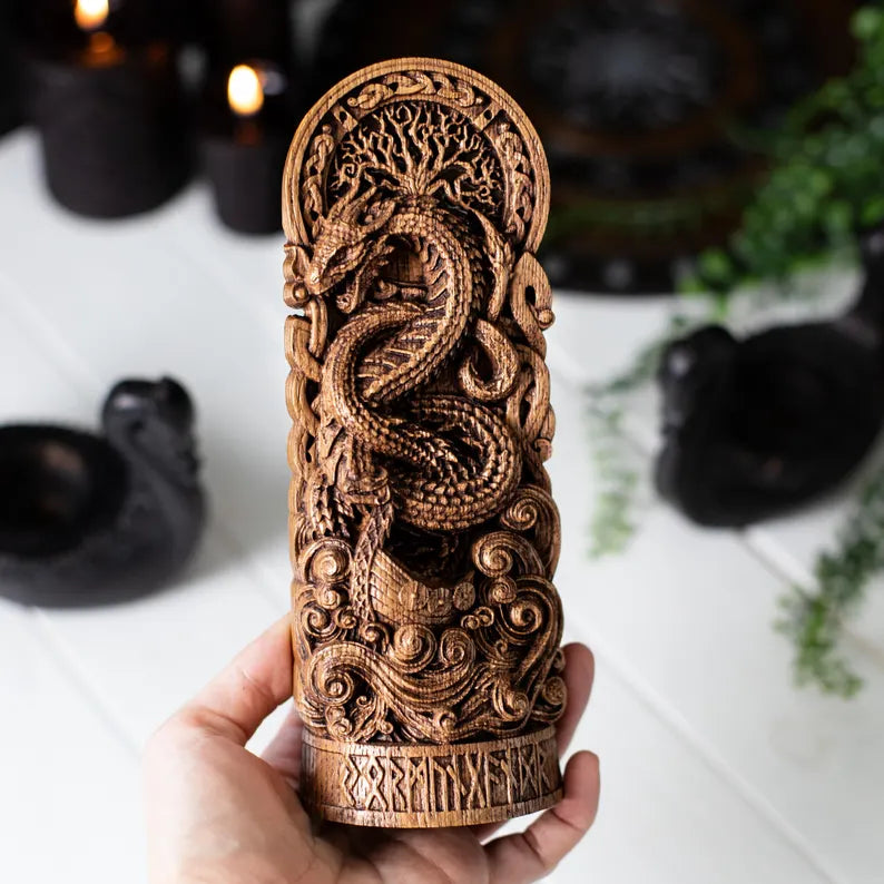 Jormungandr Statue – Legendary World Serpent, Handcrafted Nordic Decor & Viking Mythology Gift, VK0030