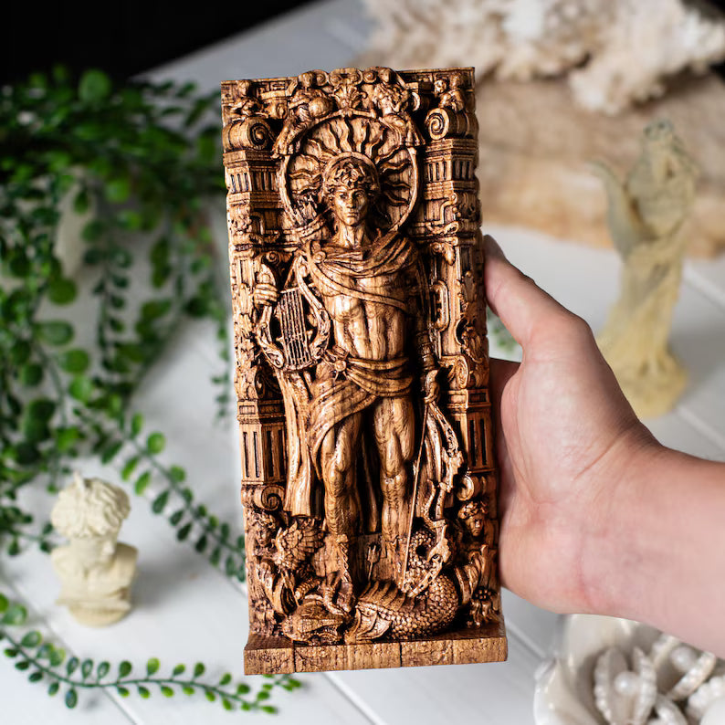 Handcrafted Wooden Apollo Statue – God of Light, Wisdom and Creative Inspiration, GR0007