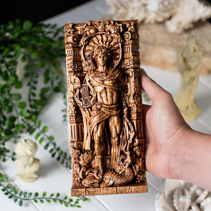 Handcrafted Wooden Apollo Statue – God of Light, Wisdom and Creative Inspiration, GR0007