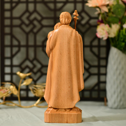 St. Joseph Holding Baby Jesus Statue - Handcrafted Wooden Statue