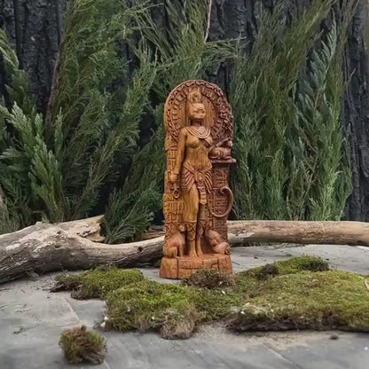 Handcrafted Wooden Bastet Statue – Egyptian Cat Goddess, Symbol of Protection and Grace, EGT0002