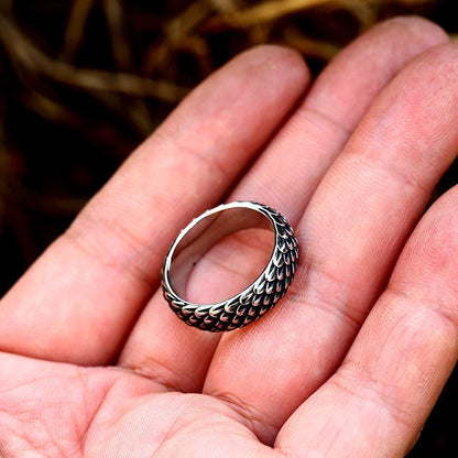 World Serpent Ring – Viking Scale Pattern Ring, Norse Mythology Jewelry Gift, VKR0005