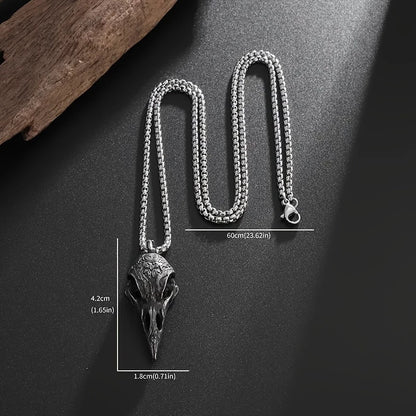 Raven Skull Necklace – Norse Raven Pendant, Viking Jewelry, Nordic Mythology Gift, VKN0005