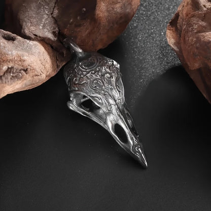 Raven Skull Necklace – Norse Raven Pendant, Viking Jewelry, Nordic Mythology Gift, VKN0005